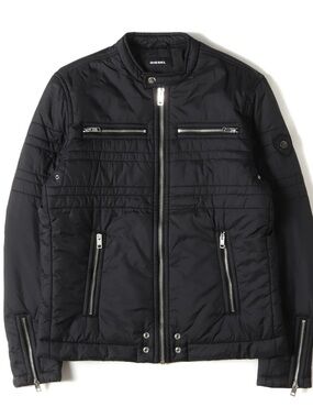 Diesel Black Quilted Puffer Moto Jacket
